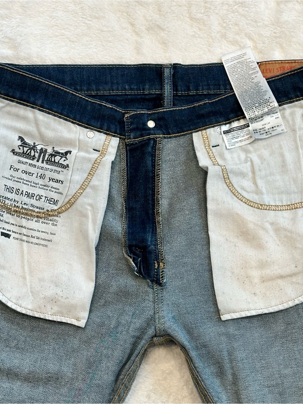Levi's 513 Slim Straight Jeans Men's 34x33 (Tag 34x34) Dark Indigo Stretch 2014 - Picture 7 of 11